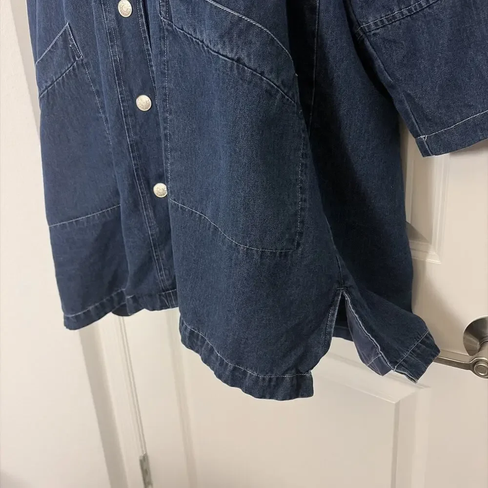 Vtg Denim& Co . Denim Chore Hooded Jacket Size 1x